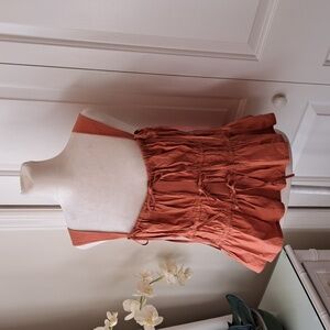 Ulla Johnson Womens Lulu Coral Cotton Ruched Tiered Baby Doll Tank Top S-10